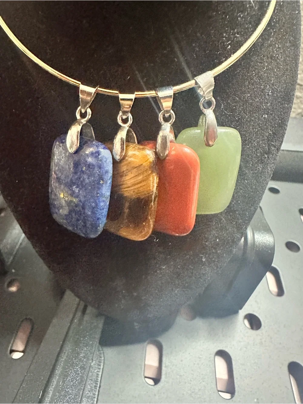 Multicolor Natural Stone Pendant bracelet- Blue, Brown, Red, Green